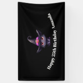 Schattigee zwarte kat met Pet van een heks Spandoek (Verticaal)