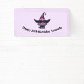 Schattigee zwarte kat met Pet van een heks Spandoek (Insitu)