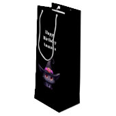 Schattigee zwarte kat met Pet van een heks Wijn Cadeautas (Achterkant Gekanteld)