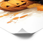 Schattigee zwarte kat met pompoenen perfect poster (Hoek)