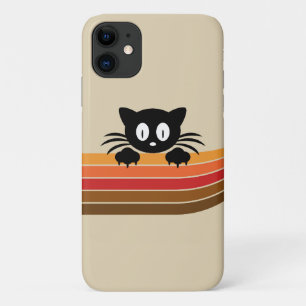 Schattigee zwarte kat met retro strepen Case-Mate iPhone case