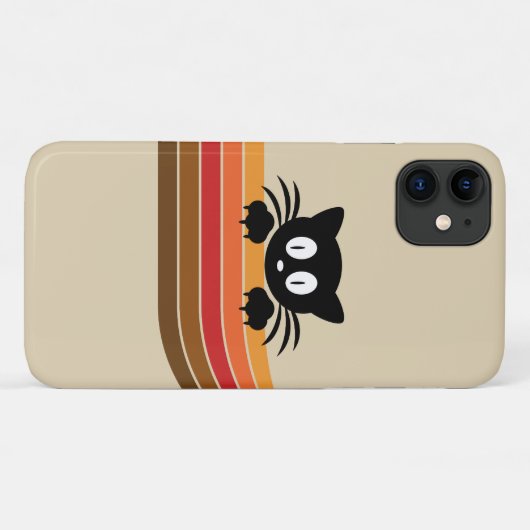 Schattigee zwarte kat met retro strepen Case-Mate iPhone case (Achterkant (horizontaal))