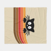 Schattigee zwarte kat met retro strepen fleece deken (Voorkant (Horizontaal))
