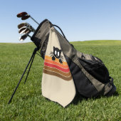 Schattigee zwarte kat met retro strepen golfhanddoek (Groen)