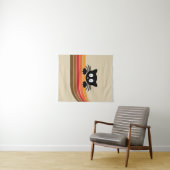 Schattigee zwarte kat met retro strepen wandkleed (In Situ (horizontaal))