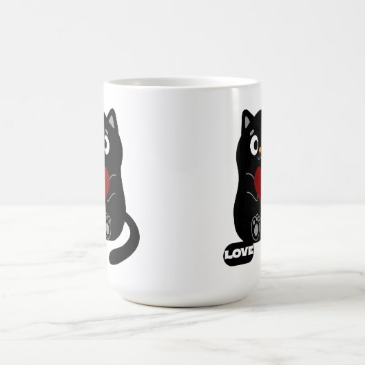 Schattigee Zwarte Kat Mok met Rood Hart (Midden)