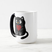 Schattigee Zwarte Kat Mok met Rood Hart (Voorkant links)