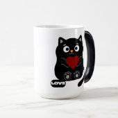 Schattigee Zwarte Kat Mok met Rood Hart (Voorkant rechts)