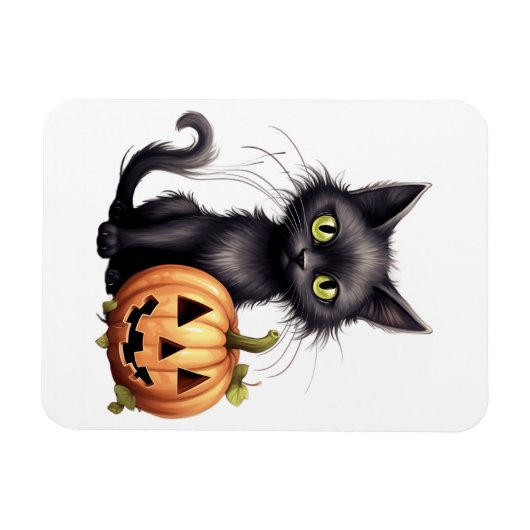 Schattigee Zwarte Kat Ontwerpmagneet Magneet (Horizontaal)