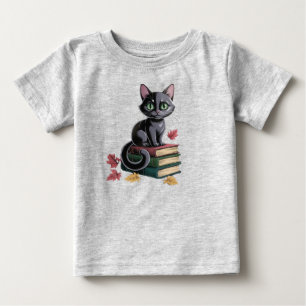 Schattigee zwarte kat op boeken peuter T-shirt