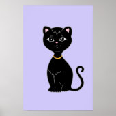Schattigee Zwarte Kat op Licht Periwinkle Poster (Voorkant)