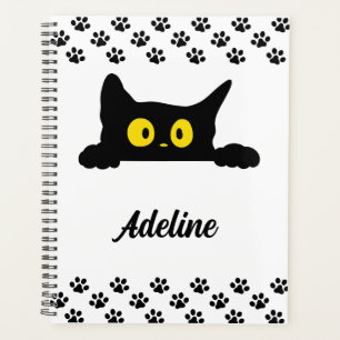 Schattigee zwarte kat op maat planner