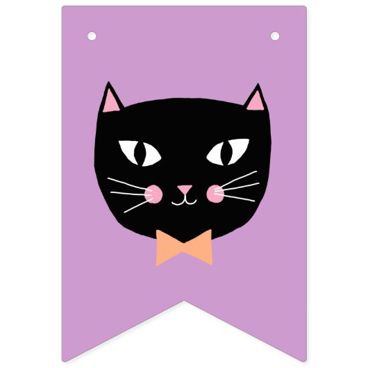 Schattigee zwarte kat pastel halloween happy birth vlaggetjes (Eerste vlag)