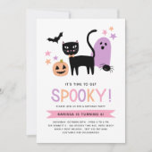 Schattigee zwarte kat pastel halloween spooky verj kaart (Voorkant)