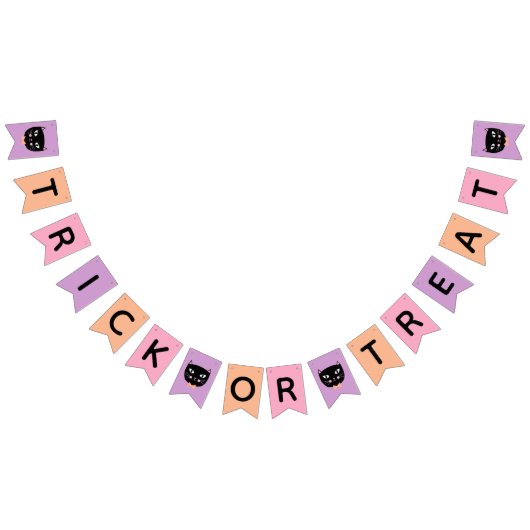 Schattigee zwarte kat pastel halloween Trick or tr Vlaggetjes (Alle)