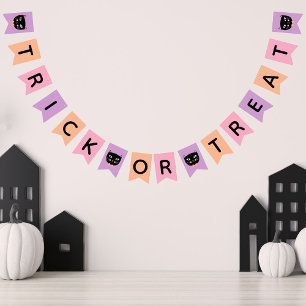 Schattigee zwarte kat pastel halloween Trick or tr Vlaggetjes