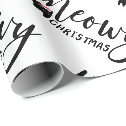 Schattigee zwarte kat Pattern Meowy Christmas Cadeaupapier (Rol Hoek)