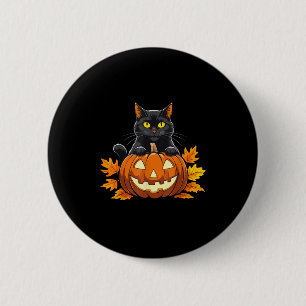 Schattigee Zwarte Kat Pompoen Halloween Kostuum Sp Ronde Button 5,7 Cm