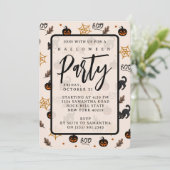 Schattigee Zwarte Kat Pompoen Halloween Patroon Kaart (Staand voorkant)