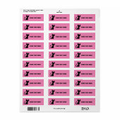 SCHATTIGEE ZWARTE KAT ROZE RETOURADRESLABELS ETIKET (Full Sheet)