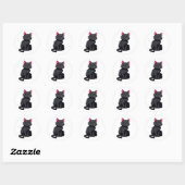 Schattigee zwarte kat silhouet plezier ronde sticker (Vel)