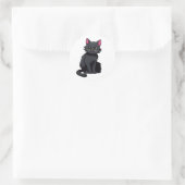 Schattigee zwarte kat silhouet plezier ronde sticker (Tas)