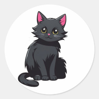 Schattigee zwarte kat silhouet plezier ronde sticker