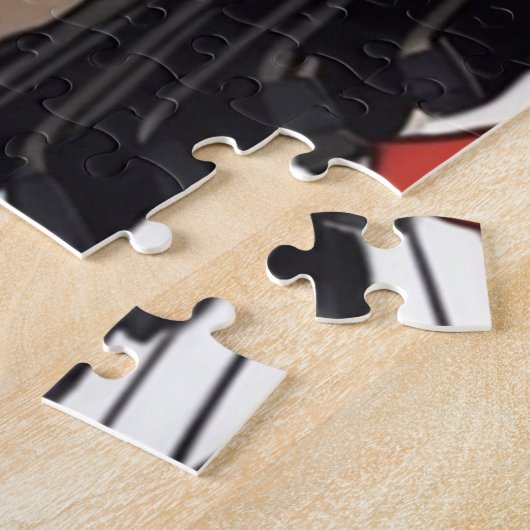 Schattigee zwarte kat spelen piano legpuzzel (Zijkant)