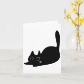 Schattigee Zwarte Kat Sticker Sticker Kaart (Gele Bloem)
