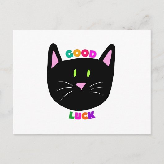 Schattigee zwarte kat Succes kleurrijke beletterin Briefkaart (Voorkant)