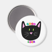 Schattigee zwarte kat Succes kleurrijke beletterin Magneet (Voorkant / Achterkant)