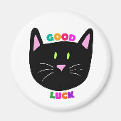 Schattigee zwarte kat Succes kleurrijke beletterin Magneet (Voorkant)