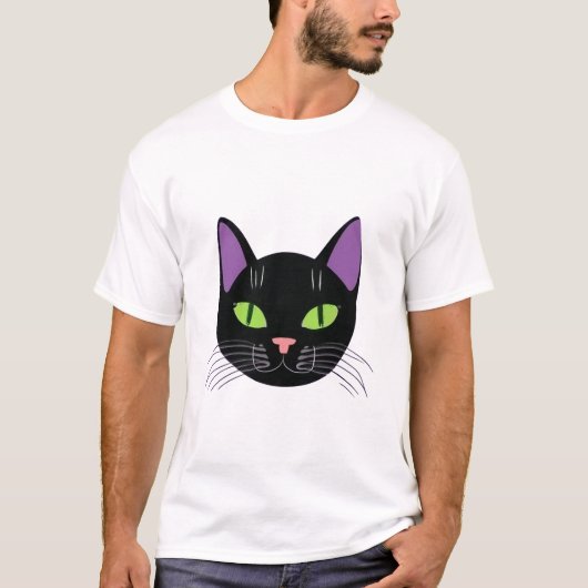 Schattigee zwarte kat T-shirt ontwerp (Voorkant)