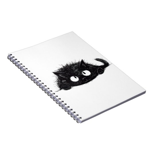 Schattigee Zwarte Kat tekening Notitieboek (Rechterzijde)
