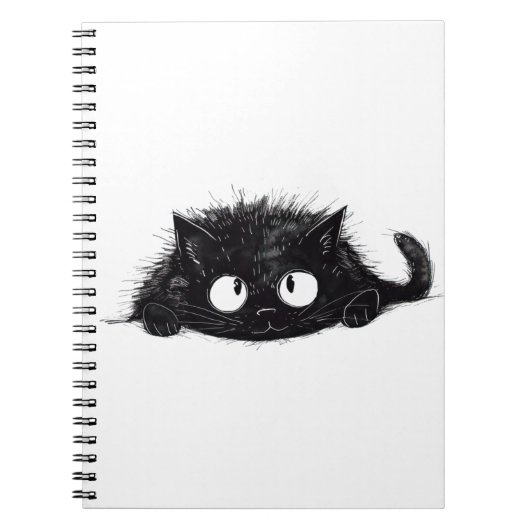 Schattigee Zwarte Kat tekening Notitieboek (Voorkant)
