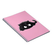 Schattigee Zwarte Kat tekening (Roze Bkgrd) Notitieboek (Rechterzijde)