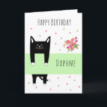 Schattigee Zwarte Kat Verjaardag Krijg Goed Elke T Kaart<br><div class="desc">Ons zwarte kat hangt gewoon rond en wacht om het bericht te sturen dat je nodig hebt. Is het een gelukkige verjaardag? Word je snel beter? Miss U? Felicitatie? Voeg elke groet toe die je wenst, zolang het maar past. Plus... .voeg de naam van de ontvanger toe om uw bericht...</div>
