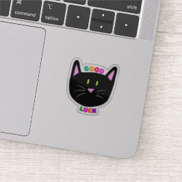 Schattigee zwarte kat voor geluk sticker
