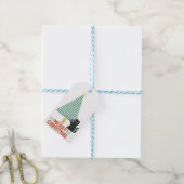 Schattigee Zwarte Kat Vrolijke Kerstboom Vakantie Cadeaulabel (Met Touw)