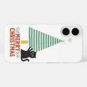 Schattigee Zwarte Kat Vrolijke Kerstboom Vakantie Case-Mate iPhone Case (Achterkant (horizontaal))