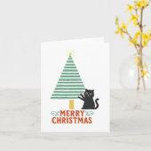 Schattigee Zwarte Kat Vrolijke Kerstboom Vakantie Kaart (Gele Bloem)