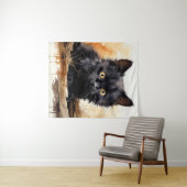 Schattigee Zwarte Kat Waterverf Kunst Wandkleed (In Situ (horizontaal))