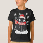 Schattigee zwarte kat Xmas Kerstmis Sneeuwvlok kat T-shirt (Voorkant)