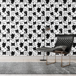 Schattigee zwarte katten en Gezegden Behang