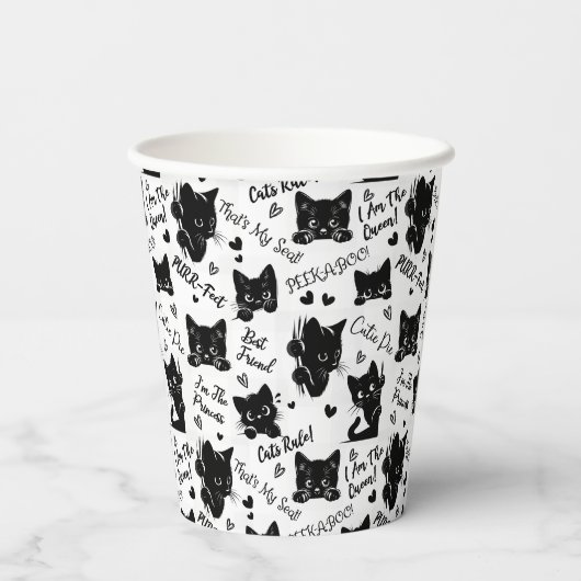 Schattigee zwarte katten en Gezegden Papieren Bekers (Achterkant)