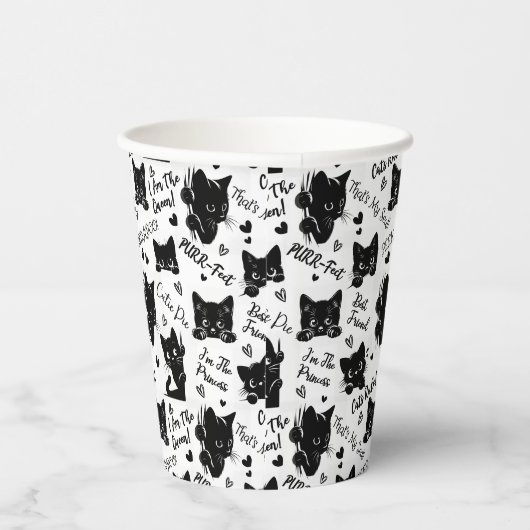 Schattigee zwarte katten en Gezegden Papieren Bekers (Rechts)