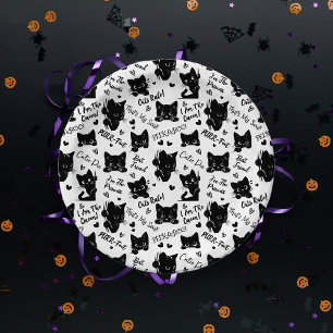 Schattigee zwarte katten en Gezegden Papieren Bordje