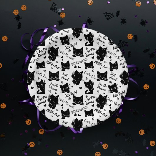 Schattigee zwarte katten en Gezegden Papieren Bordje