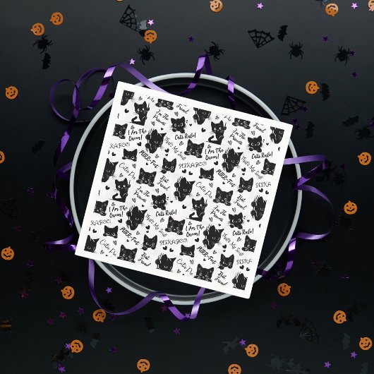 Schattigee zwarte katten en Gezegden Servet