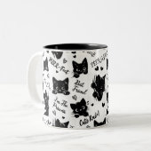 Schattigee zwarte katten en Gezegden Tweekleurige Koffiemok (Voorkant links)